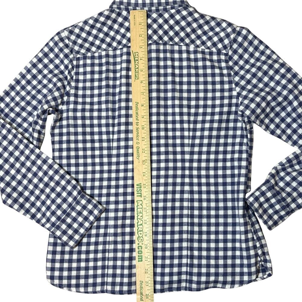 L.L.Bean XS Petite Blue White Gingham Button Down Shirt Flannel Preppy Coastal - Picture 10 of 10